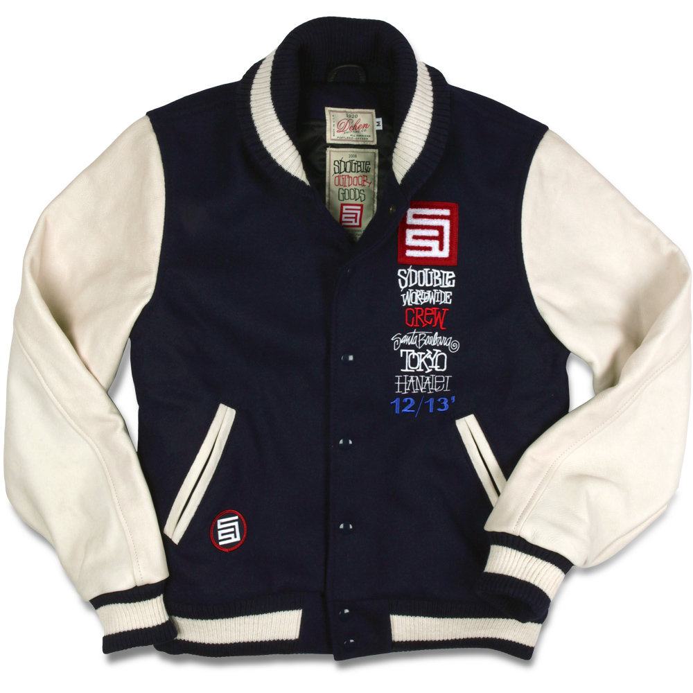 S Double Studio By Shawn Stussy Lettermen S Jacket Span Style Color Ffffff Dehen Span